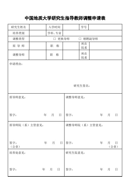 导师更换及聘请辅导师申请表