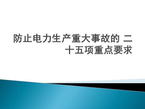 防止电力生产重大事故的 二十五项重点要求