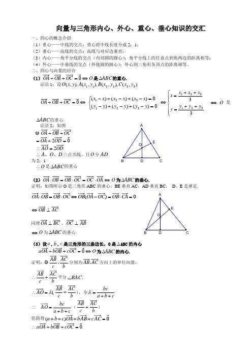 向量与三角形的四心