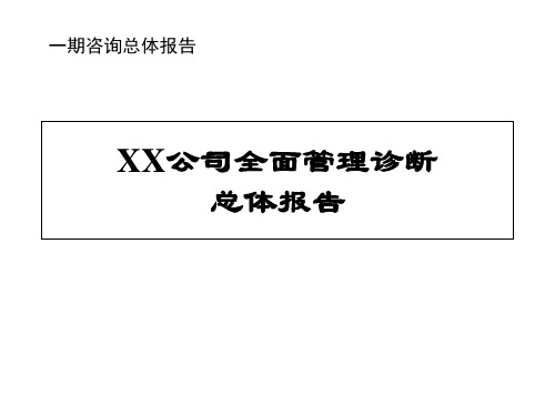 管理咨询经典实用有价值企业管理培训课件全面管理诊断