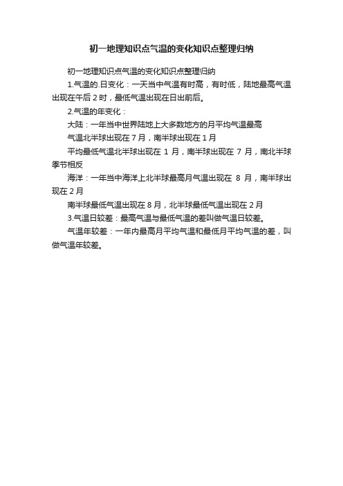 初一地理知识点气温的变化知识点整理归纳