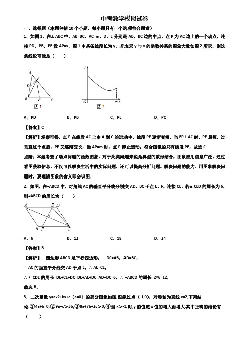 ＜合集试卷3套＞2021届上海市浦东新区中考数学第二次阶段模拟试题