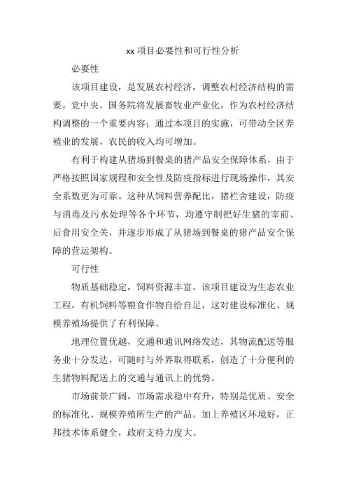 xx项目必要性和可行性分析