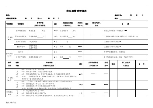 商务部绩效考核表