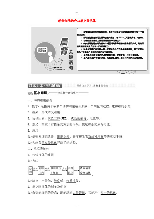 新编人教版高中生物选修三专题2细胞工程2.2动物细胞工程2.2.2动物细胞融合与单克鹿体教学案含解析