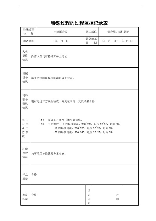 16.特殊过程的过程监控记录表