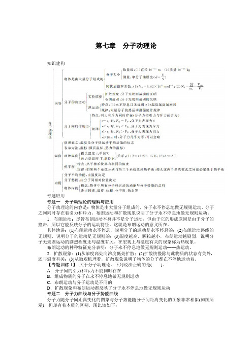 最新人教版高中物理选修3-3第七章《分子动理论》