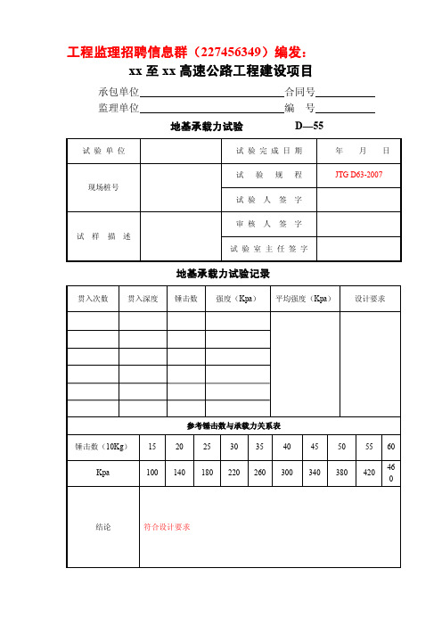 地基承载力试验表格