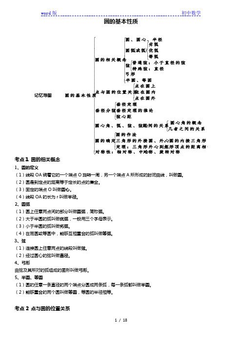 2020-2021沪科版九年级数学24.2圆的基本性质-知识点+习题同步练习提升