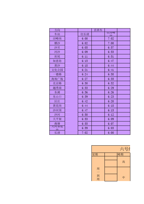 广州地铁六号线行车表