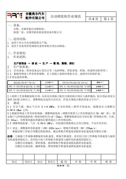 自动喷胶机作业规范