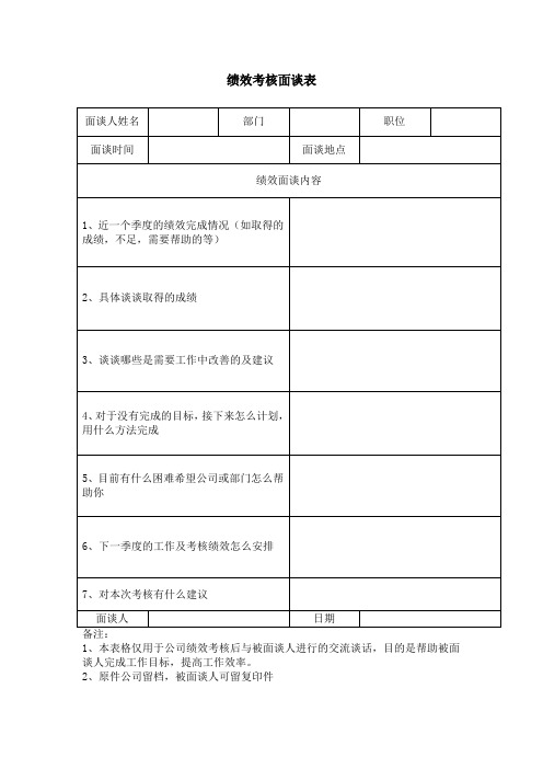 绩效考核面谈表