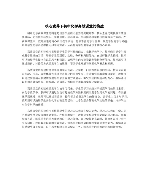 核心素养下初中化学高效课堂的构建