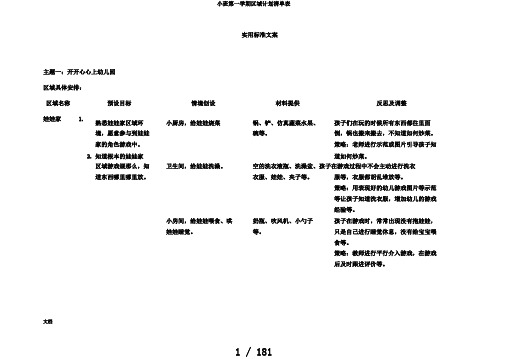 小班第一学期区域计划清单表