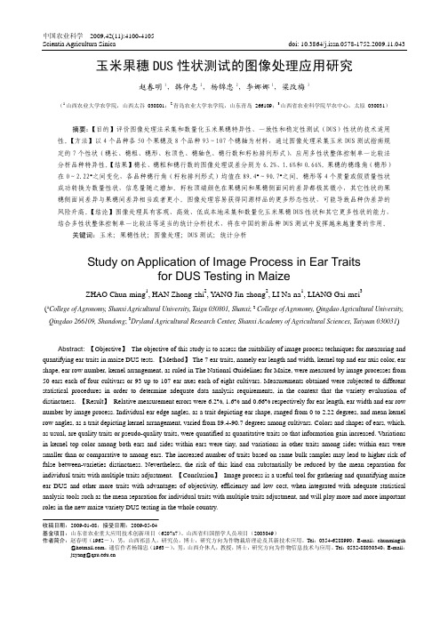 玉米果穗DUS 性状测试的图像处理应用研究