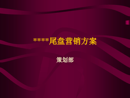 房地产策划案例：尾盘营销方案