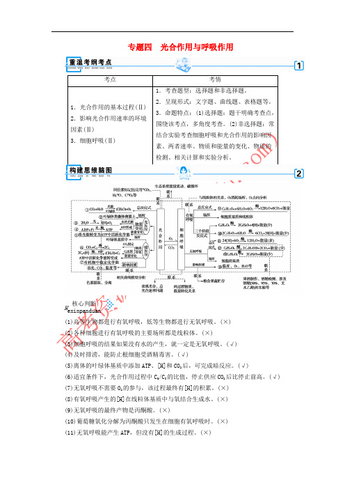 2019高考生物大二轮复习 专题四 光合作用与呼吸作用学案