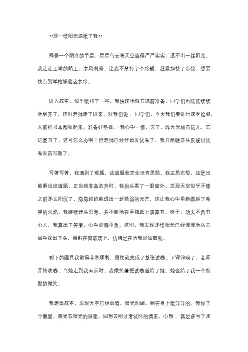 那一缕阳光温暖了我少于700字左右