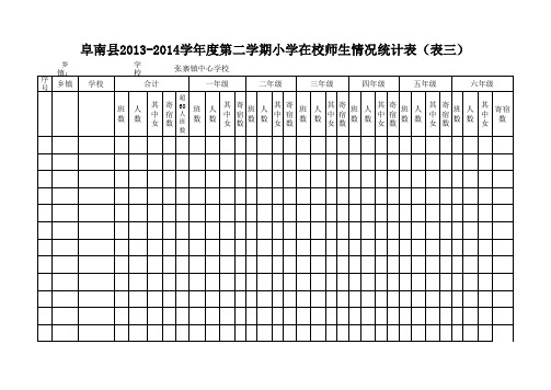 2013-2014学年度第二学期小学在校师生情况统计表