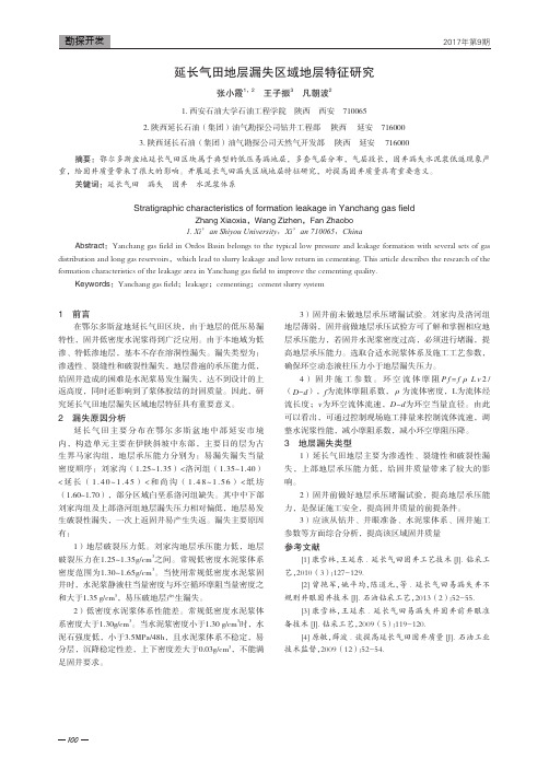 延长气田地层漏失区域地层特征研究