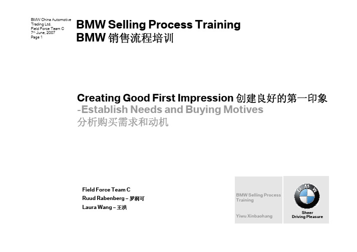 BMW销售流程培训-分析购买需求和动机EstablishNeedsandAnalysis