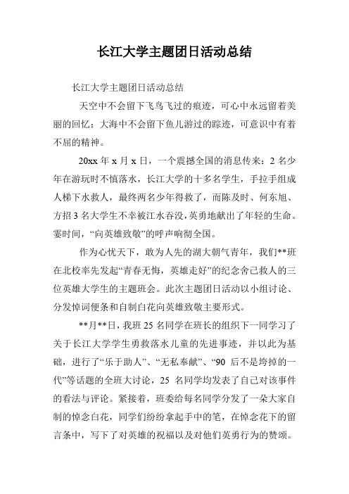 长江大学主题团日活动总结