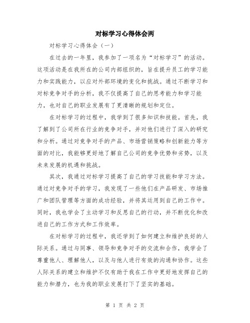 对标学习心得体会两