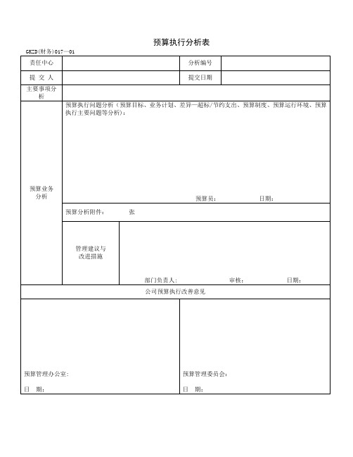 全面预算管理制度--表单