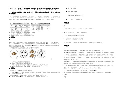 2020-2021学年广东省湛江市城区中学高三生物测试题含解析