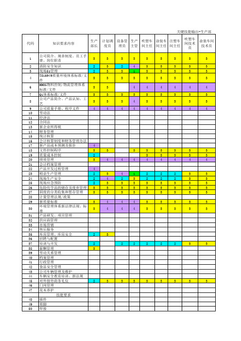 技能矩阵图_能力评价图_TS16949