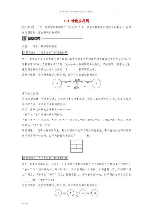 高中数学 第一章 计数原理 1.4 计数应用题学案 苏教版选修2-3