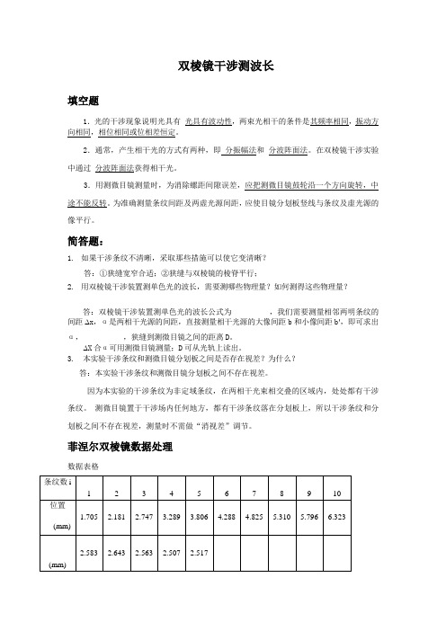 试验15双棱镜干涉测波长