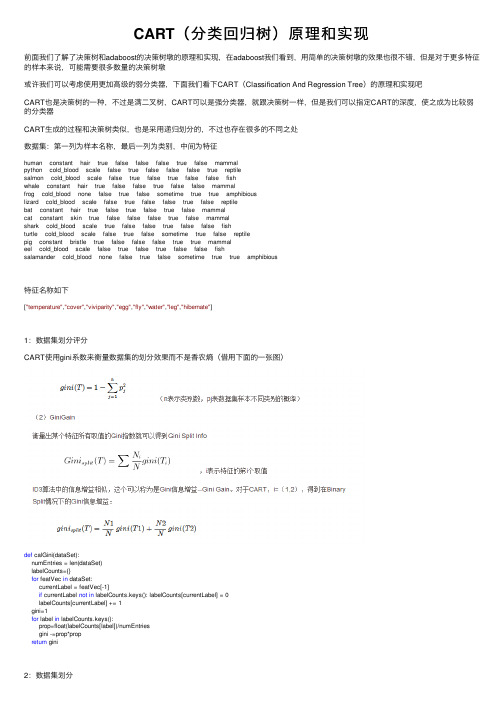 CART（分类回归树）原理和实现