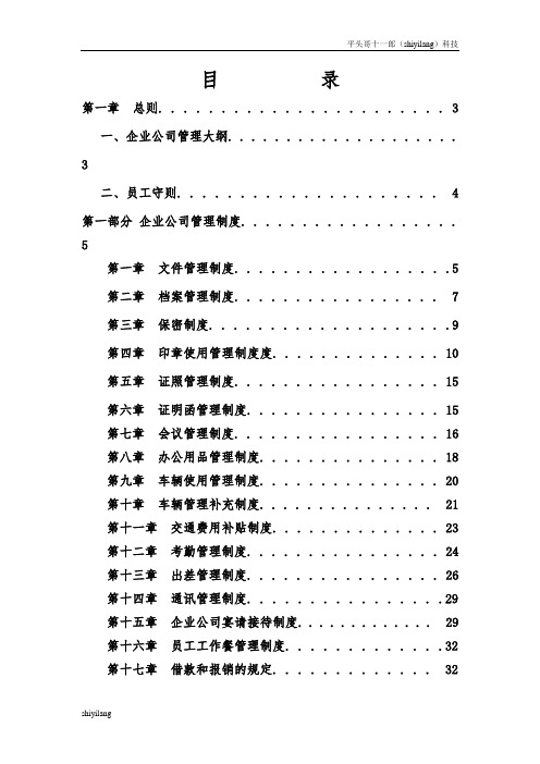 暹粒平头哥十一郎半导体公司新公司管理制度大全