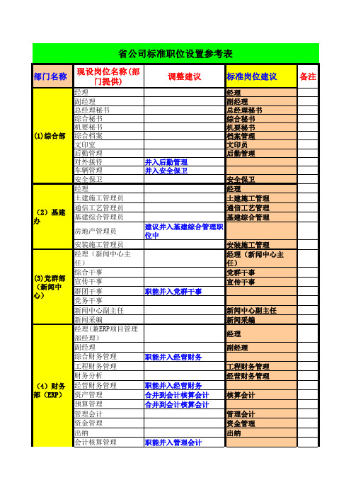 (最新)省公司标准职位过程稿(精品)