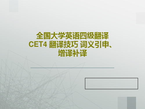 全国大学英语四级翻译 CET4 翻译技巧 词义引申、增译补译共60页文档