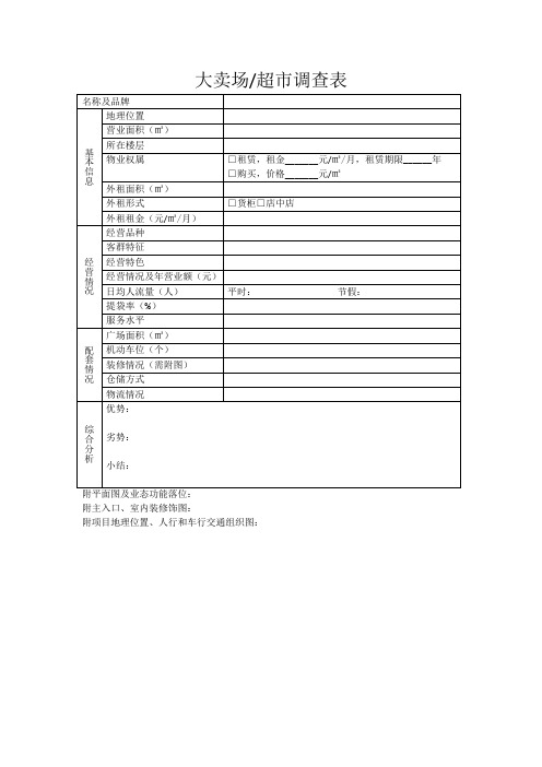 最新整理调研表格商业大卖场超市调查表.doc