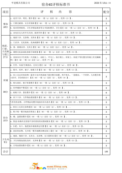 7S检查宿舍评比标准