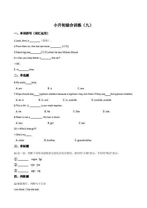 冀教版 2019-2020年六年级下册英语小升初期末模拟试题综含答案 (2)