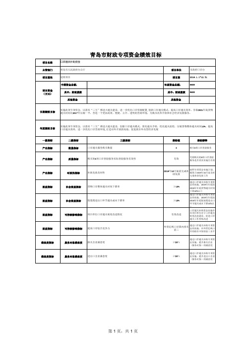 绩效目标申报表