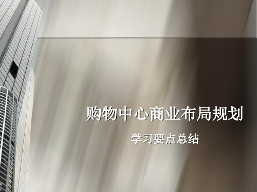 购物中心商业布局规划学习要点总结 专题研究报告