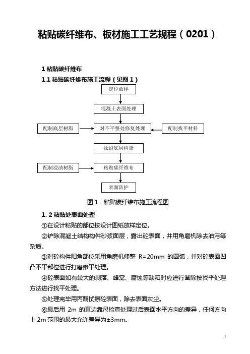 粘贴碳纤维布、板材施工工艺规程