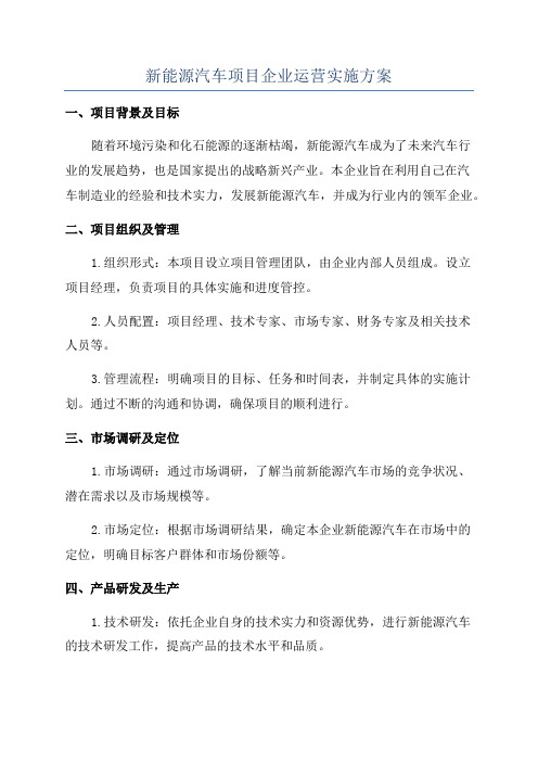 新能源汽车项目企业运营实施方案