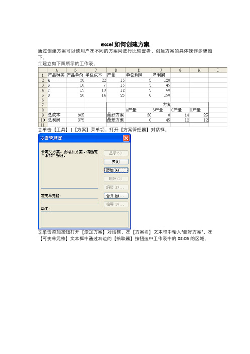 excel如何创建方案