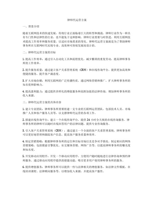 律师代运营方案