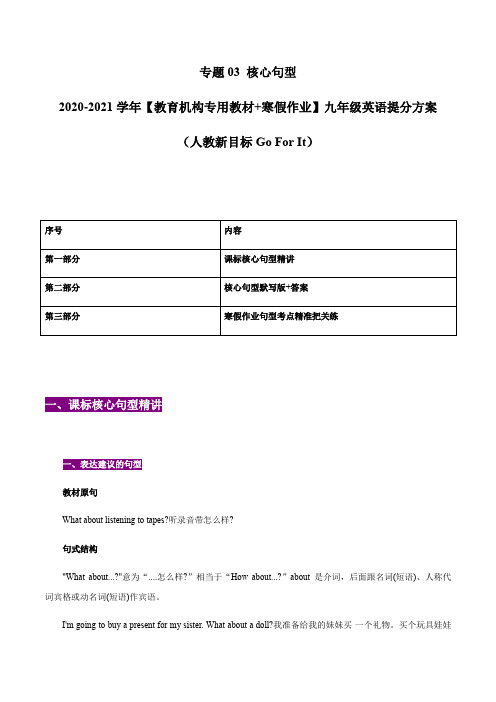 专题03 核心句型 【教育机构专用教材寒假作业】九年级英语提分方案(人教新目标)