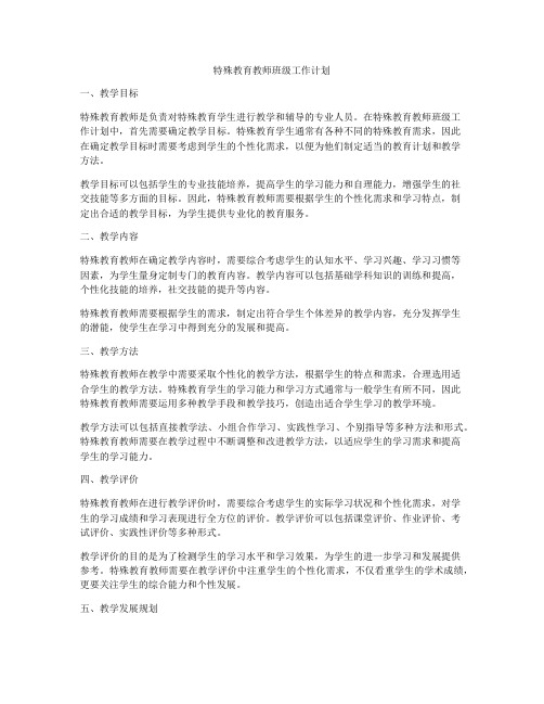 特殊教育教师班级工作计划