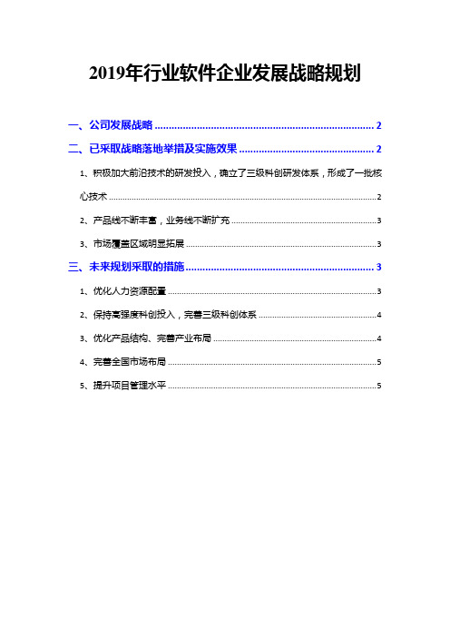 2019年行业软件企业发展战略规划