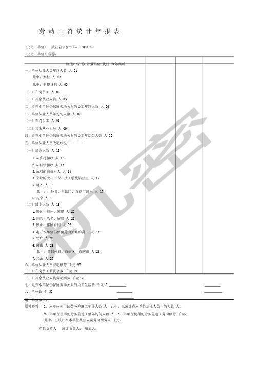 劳动工资统计年报表8721