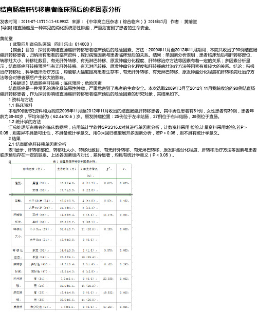 结直肠癌肝转移患者临床预后的多因素分析